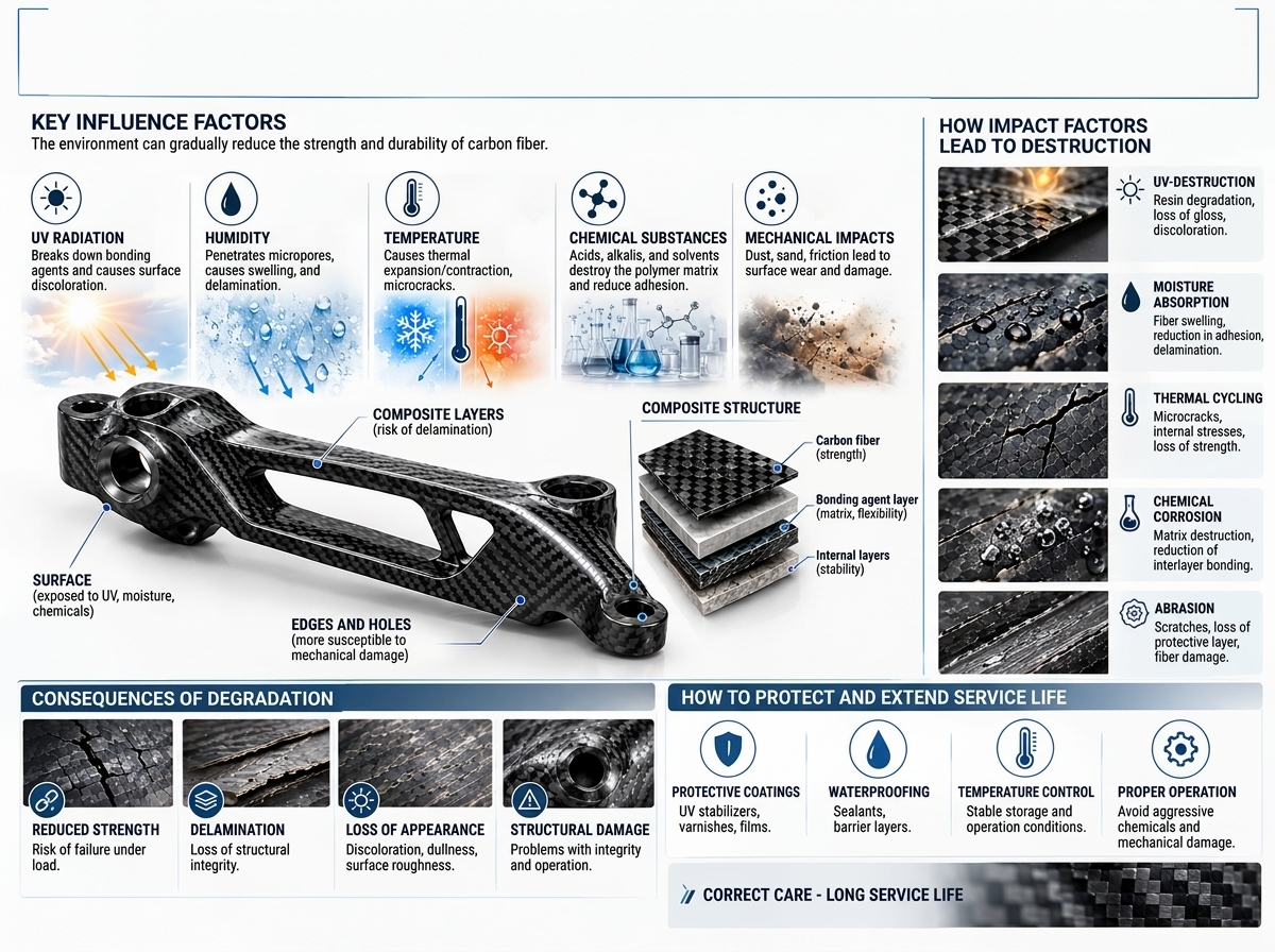 Will carbon fiber rust, corrode, or degrade over time?