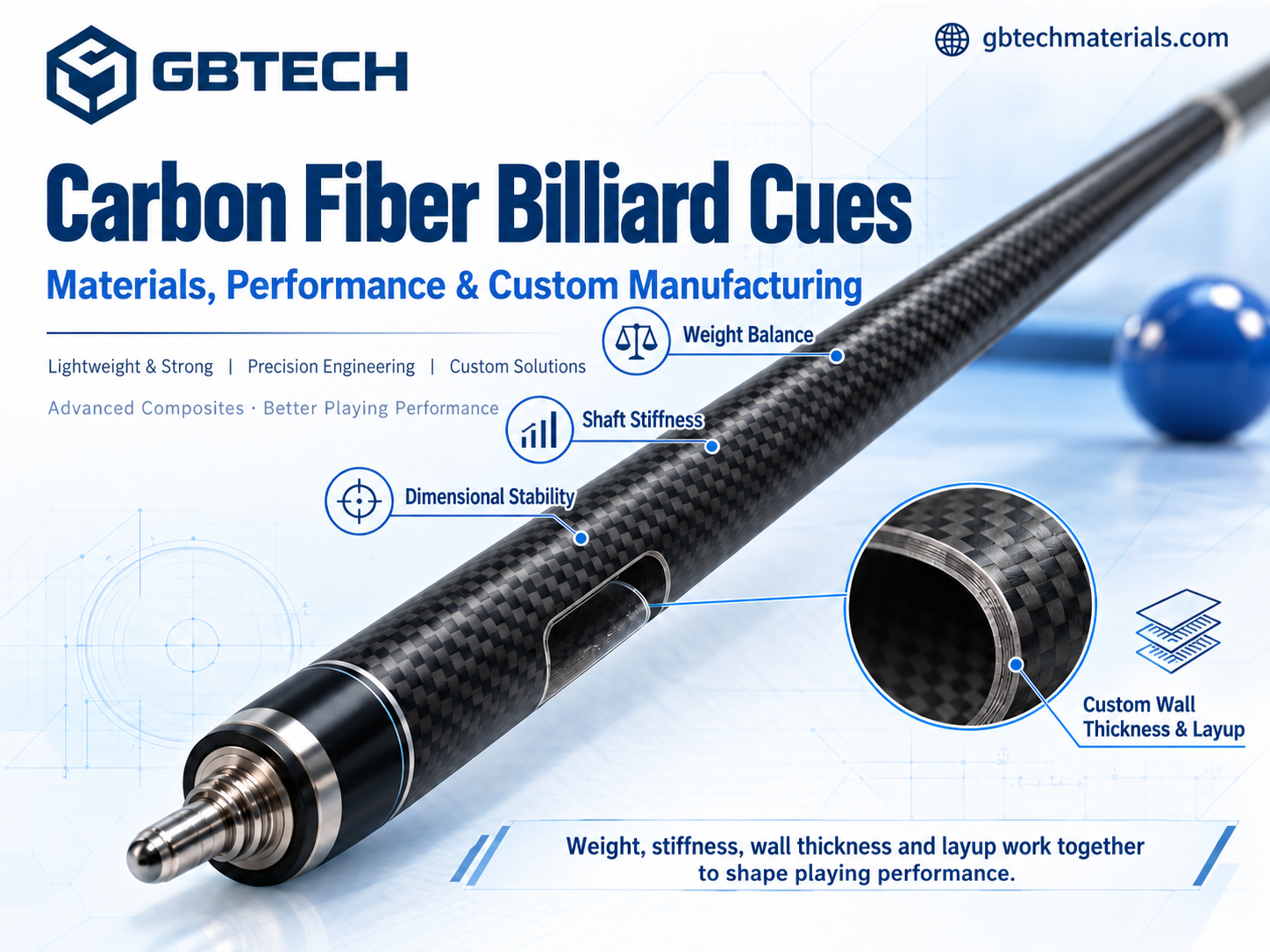 Carbon Fiber in Pool Cue Shafts: Materials, Performance, and Custom Manufacturing